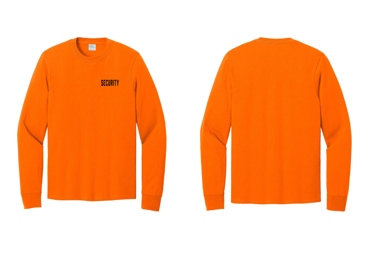 NYC Factory Security Cotton Long Sleeve T-Shirt (Classic) - Chest Only - Safety Orange