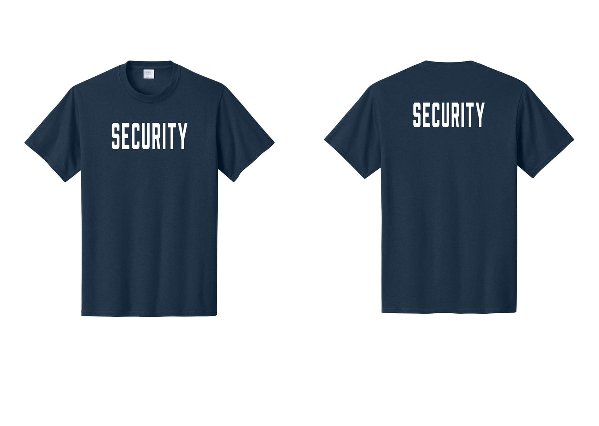 NYC Factory Unisex Security Black T-Shirt - Front + Back - Navy