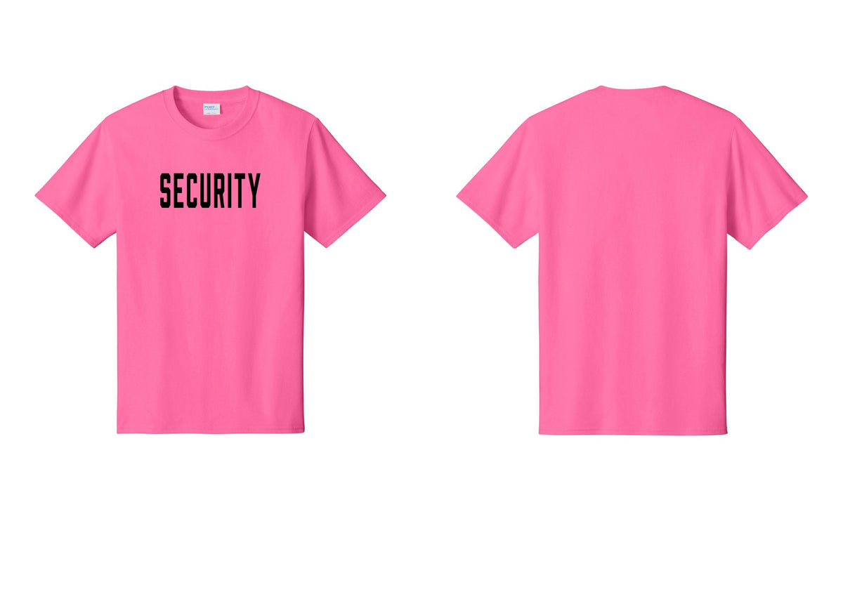 NYC Factory Security T-Shirt, Condensed Lettering - Front Only - Neon Pink