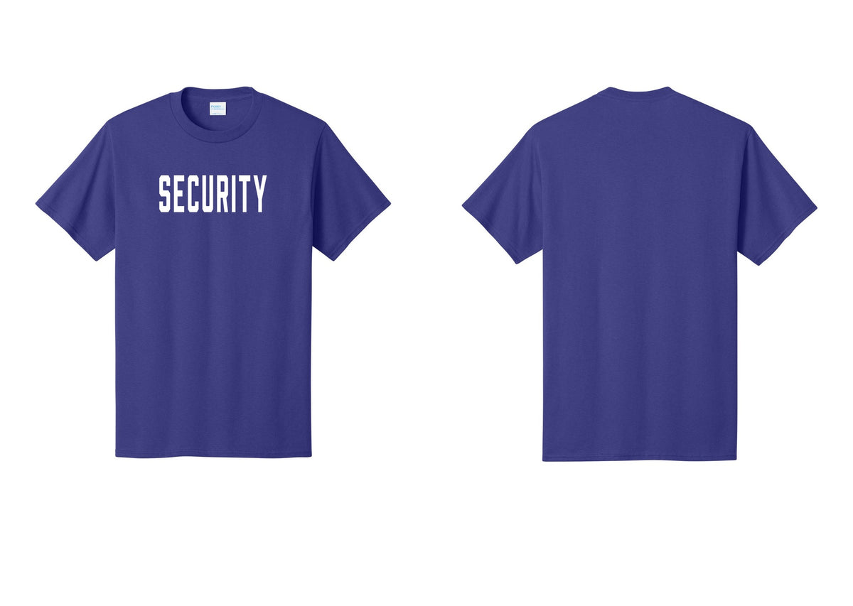 NYC Factory Unisex Security Black T-Shirt - Front Only - Purple