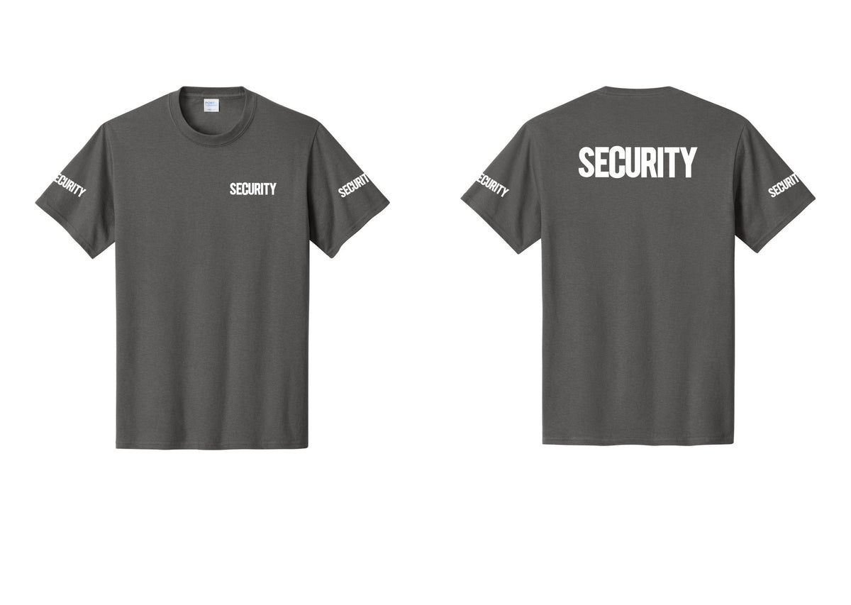 NYC Factory Men's Security Cotton T-Shirt - Chest + Back + Security Sleeves - Charcoal