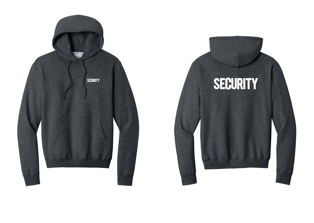 NYC Factory Security Cotton Fleece Pullover Hoodie (Bold) - Chest + Back - Dark Heather Grey