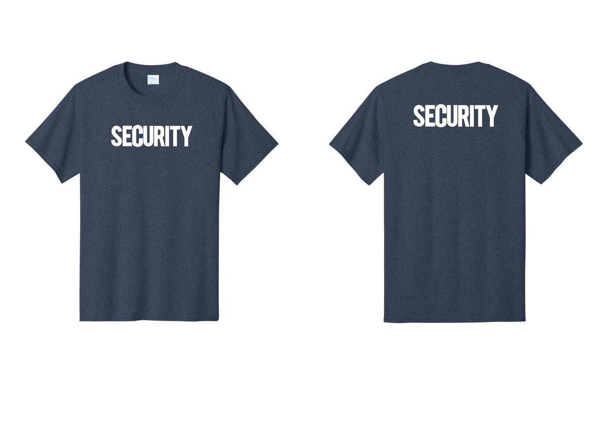 NYC Factory Men's Security Cotton T-Shirt - Front + Back - Heather Navy