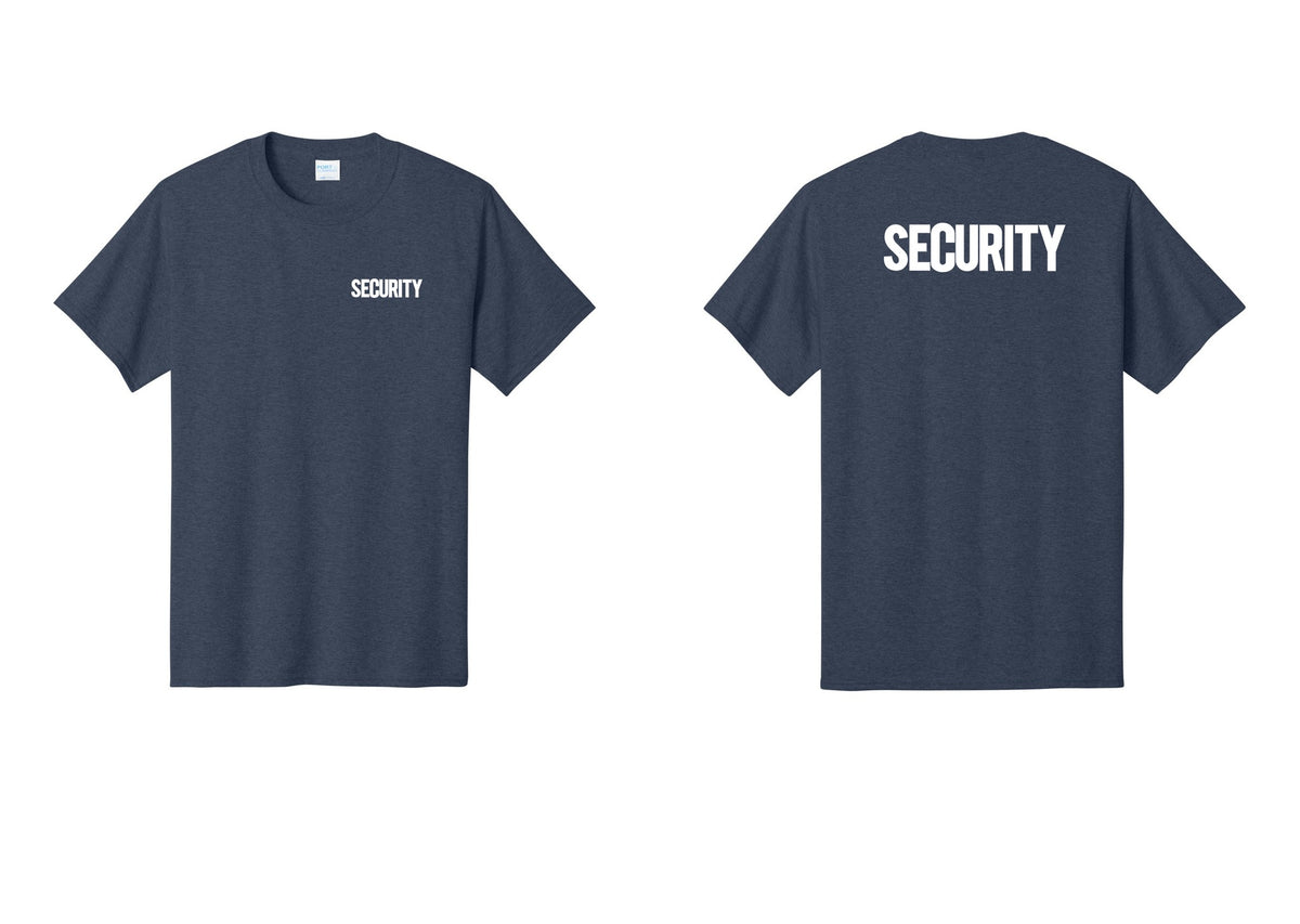NYC Factory Men's Security Cotton T-Shirt - Chest + Back - Heather Navy