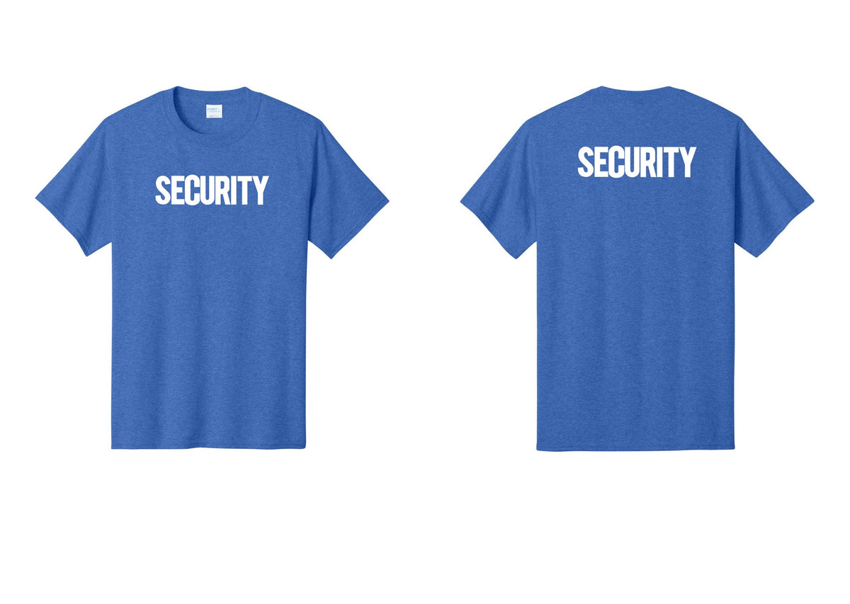 NYC Factory Men's Security Cotton T-Shirt - Front + Back - Heather Royal