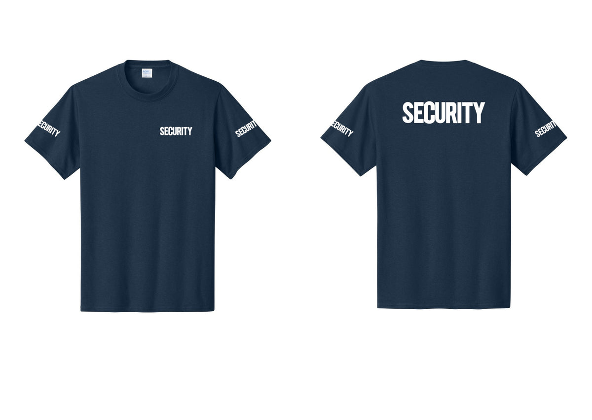NYC Factory Men's Security Cotton T-Shirt - Chest + Back + Security Sleeves - Navy