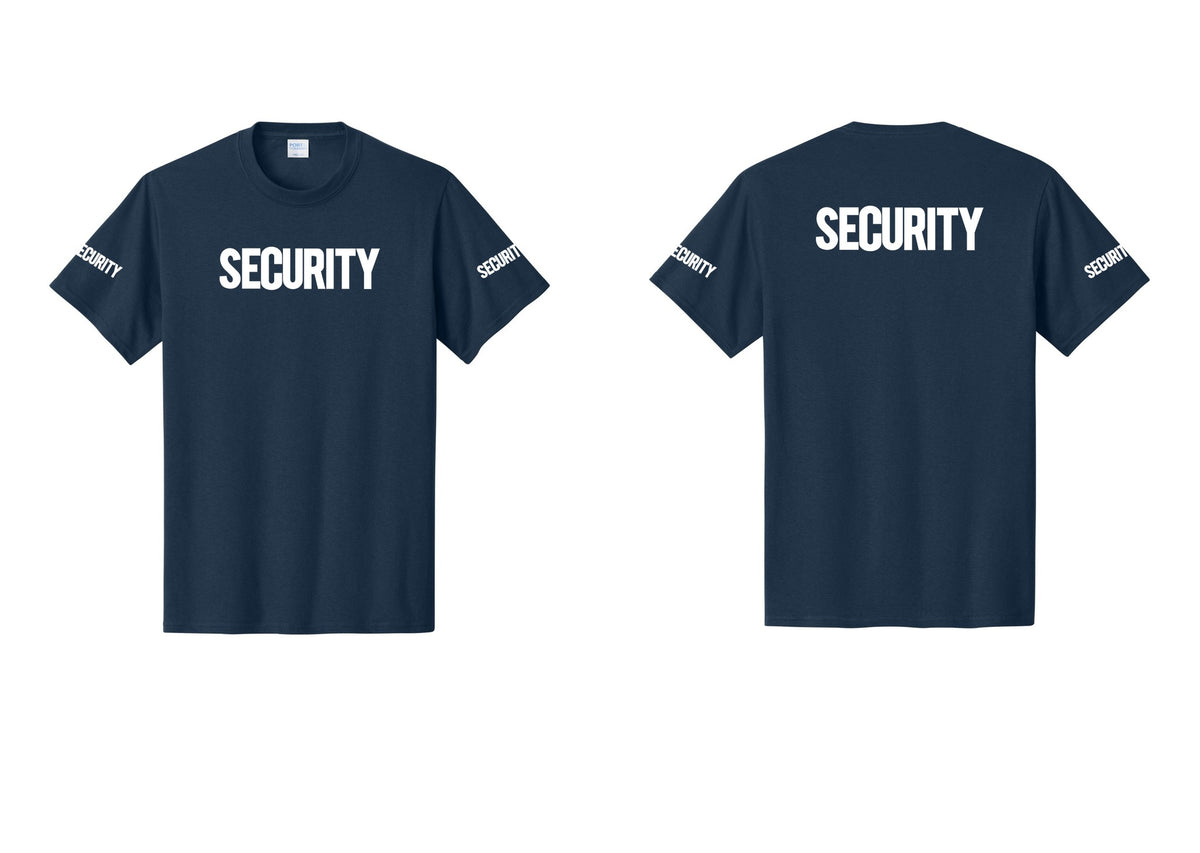 NYC Factory Men's Security Cotton T-Shirt - Front + Back + Security Sleeves - Navy