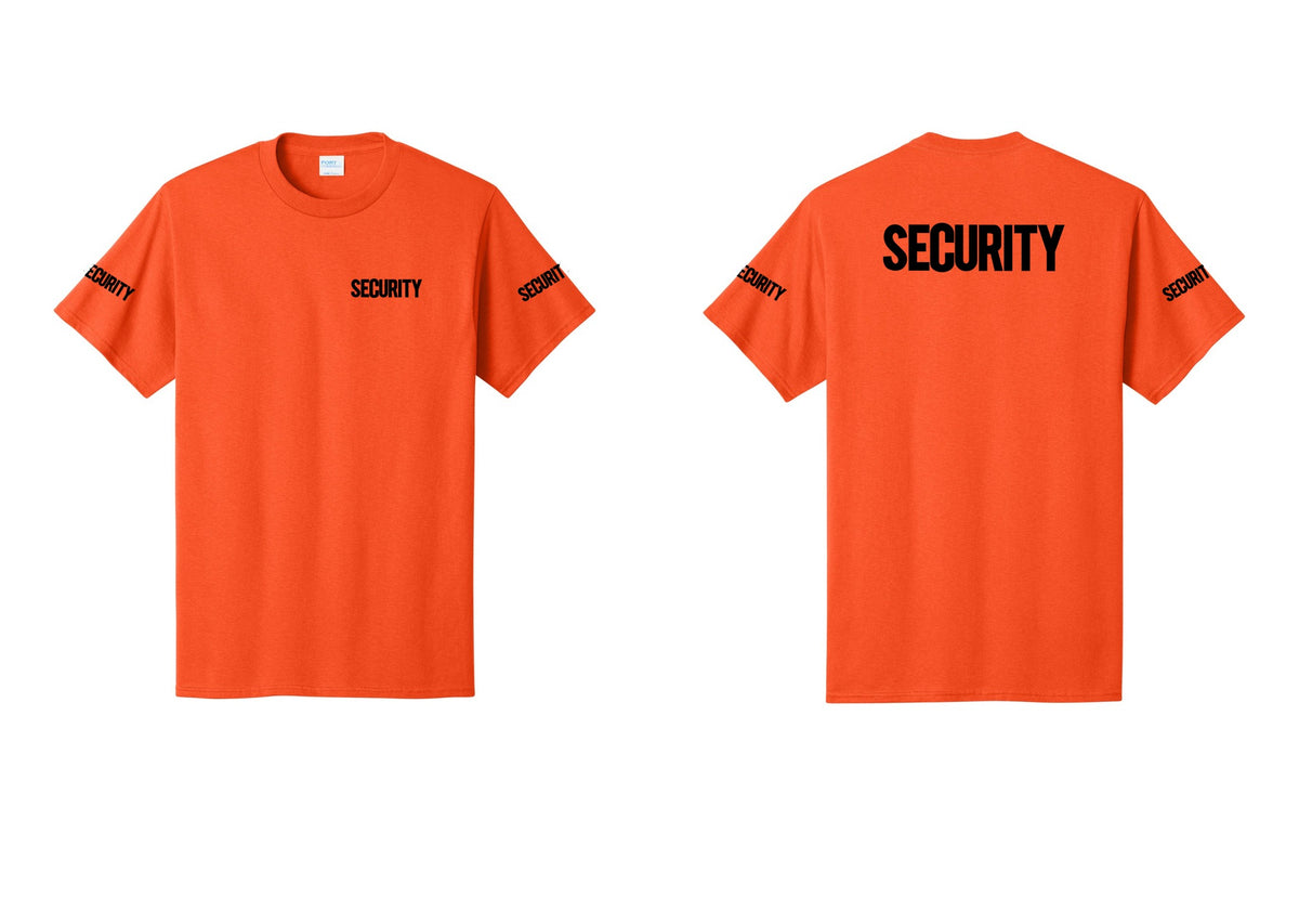 NYC Factory Men's Security Cotton T-Shirt - Chest + Back + Security Sleeves - Orange