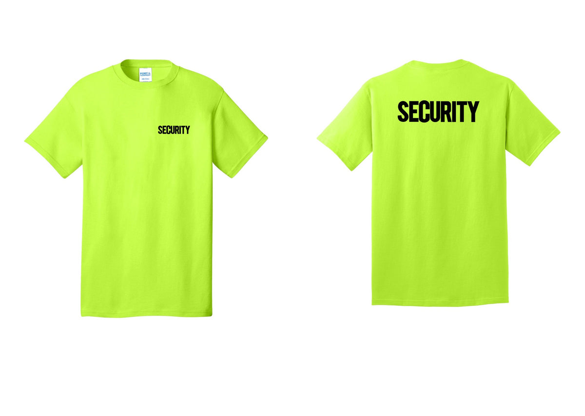 NYC Factory Men's Security Cotton T-Shirt - Chest + Back - Safety Green