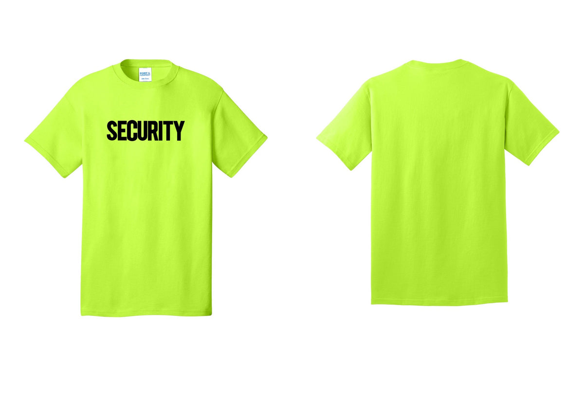 NYC Factory Men's Security Cotton T-Shirt - Front Only - Safety Green