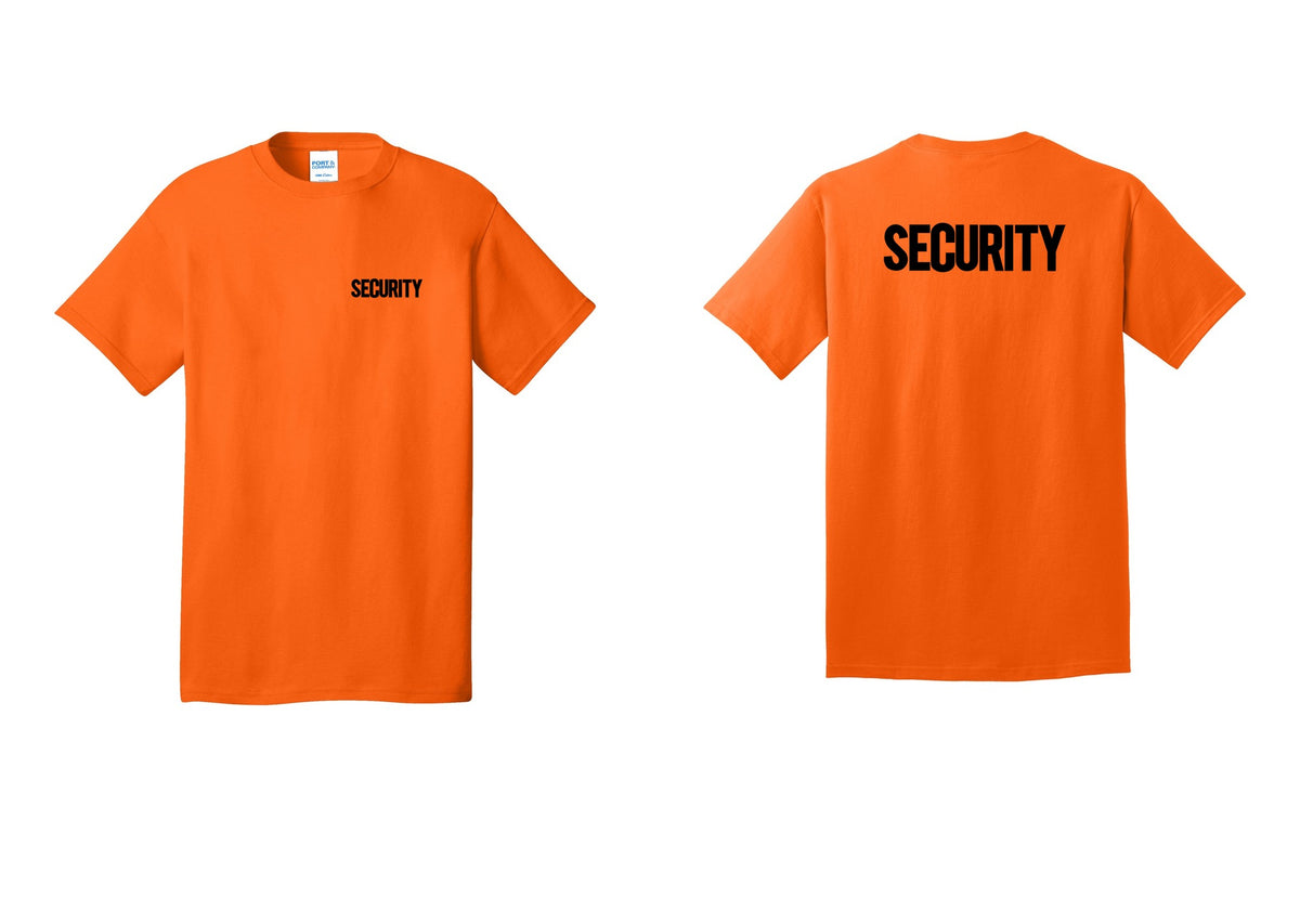 NYC Factory Men's Security Cotton T-Shirt - Chest + Back - Safety Orange