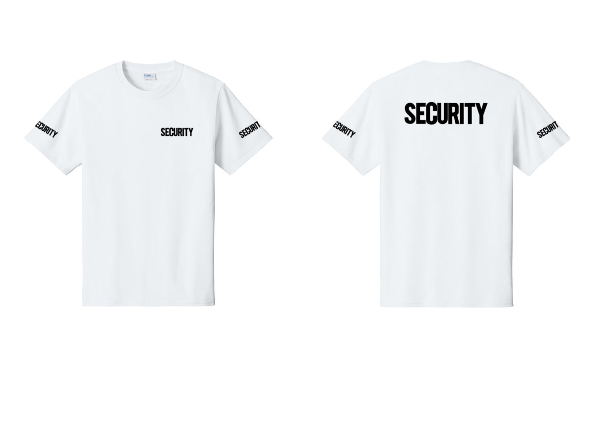 NYC Factory Men's Security Cotton T-Shirt - Chest + Back + Security Sleeves - White