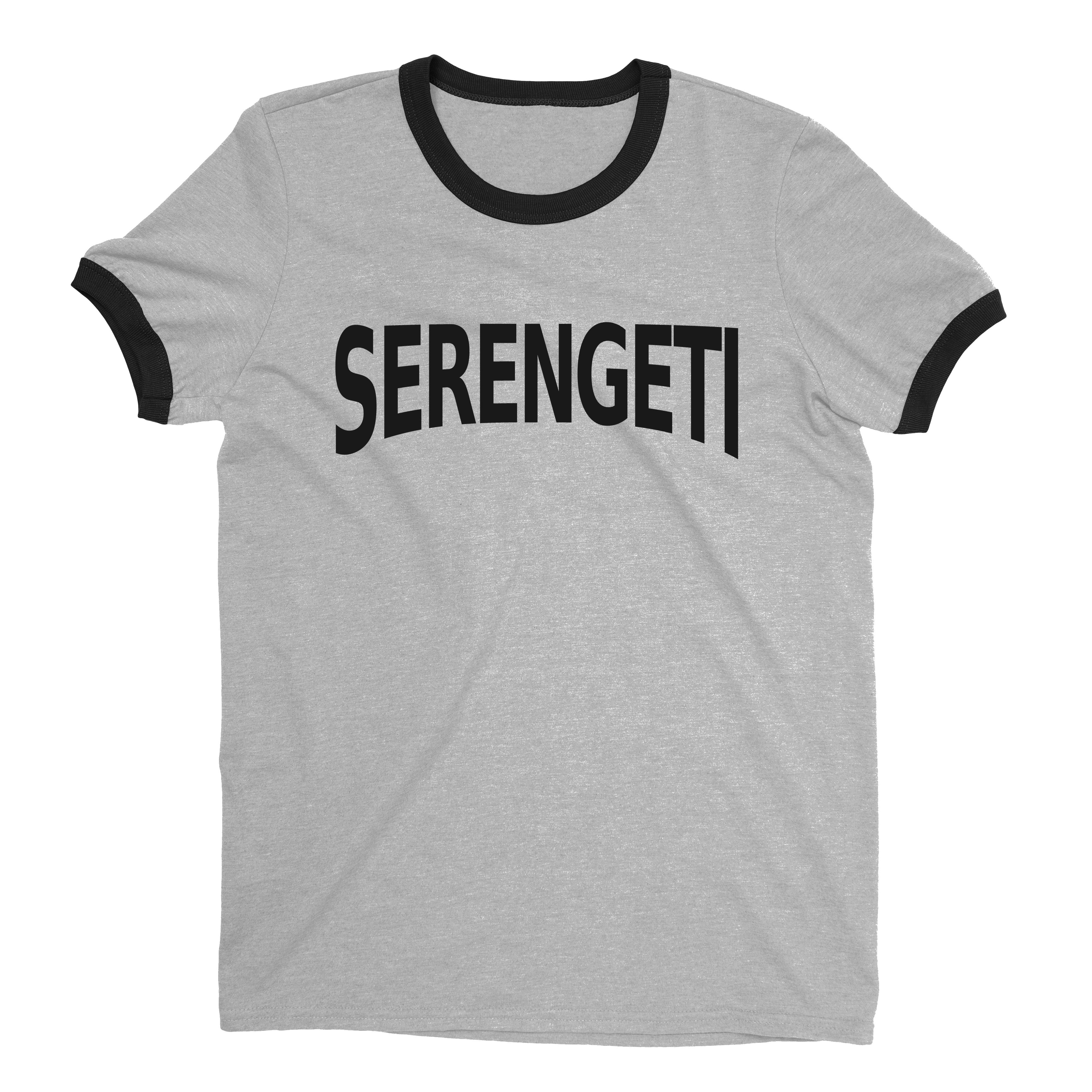 Serengeti National Park Ringer Tee Retro Style Men's T-Shirt - NYC Factory - Heather Gray