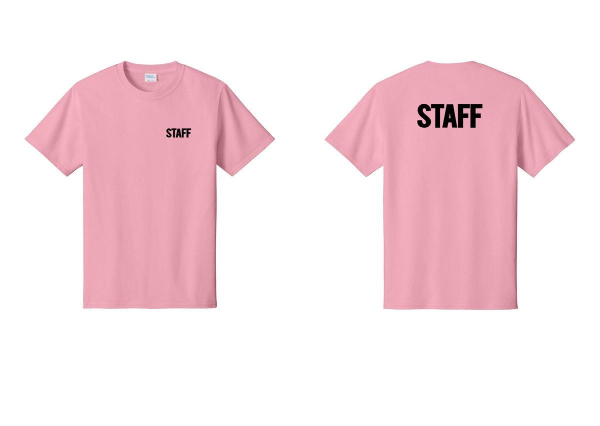 NYC Factory Staff T-Shirt, Bold Lettering - Chest + Back - Candy Pink