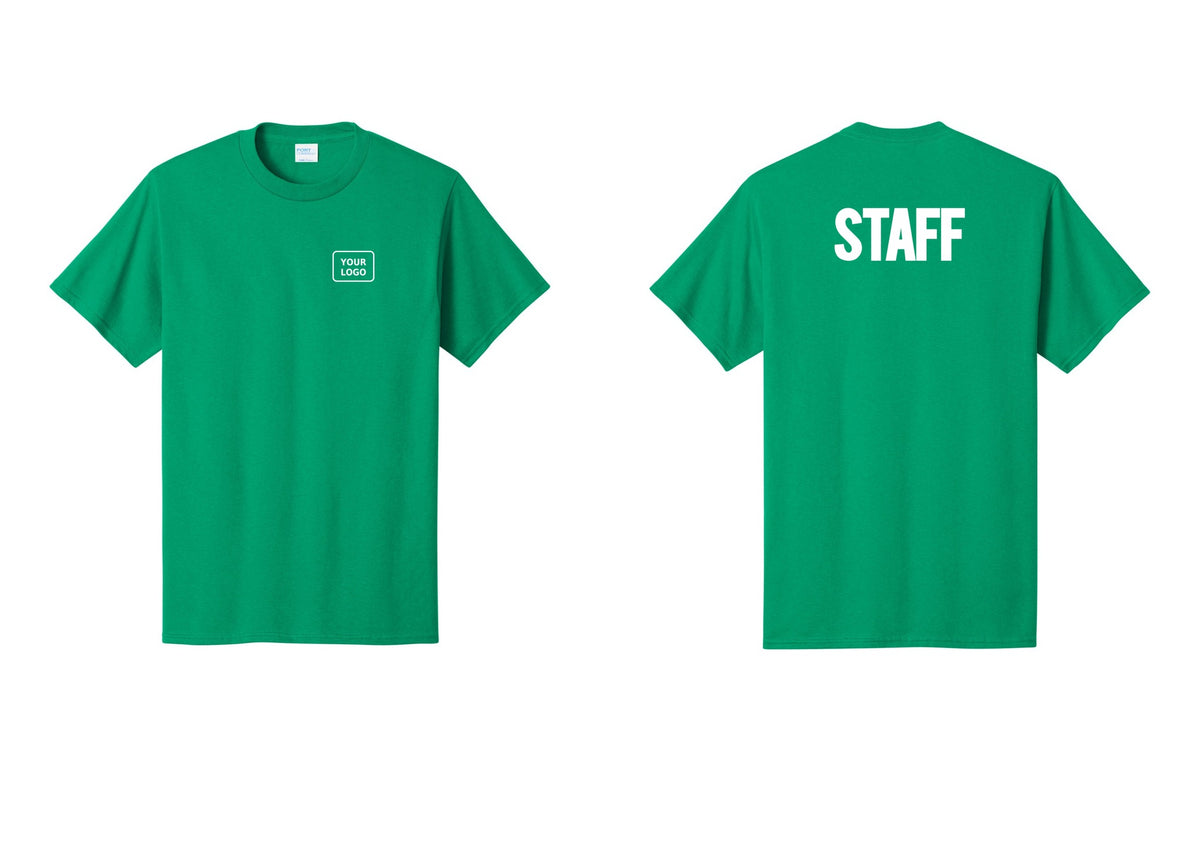 NYC Factory Custom Logo Staff T-Shirt, Bold Lettering - Your Logo + Back - Kelly