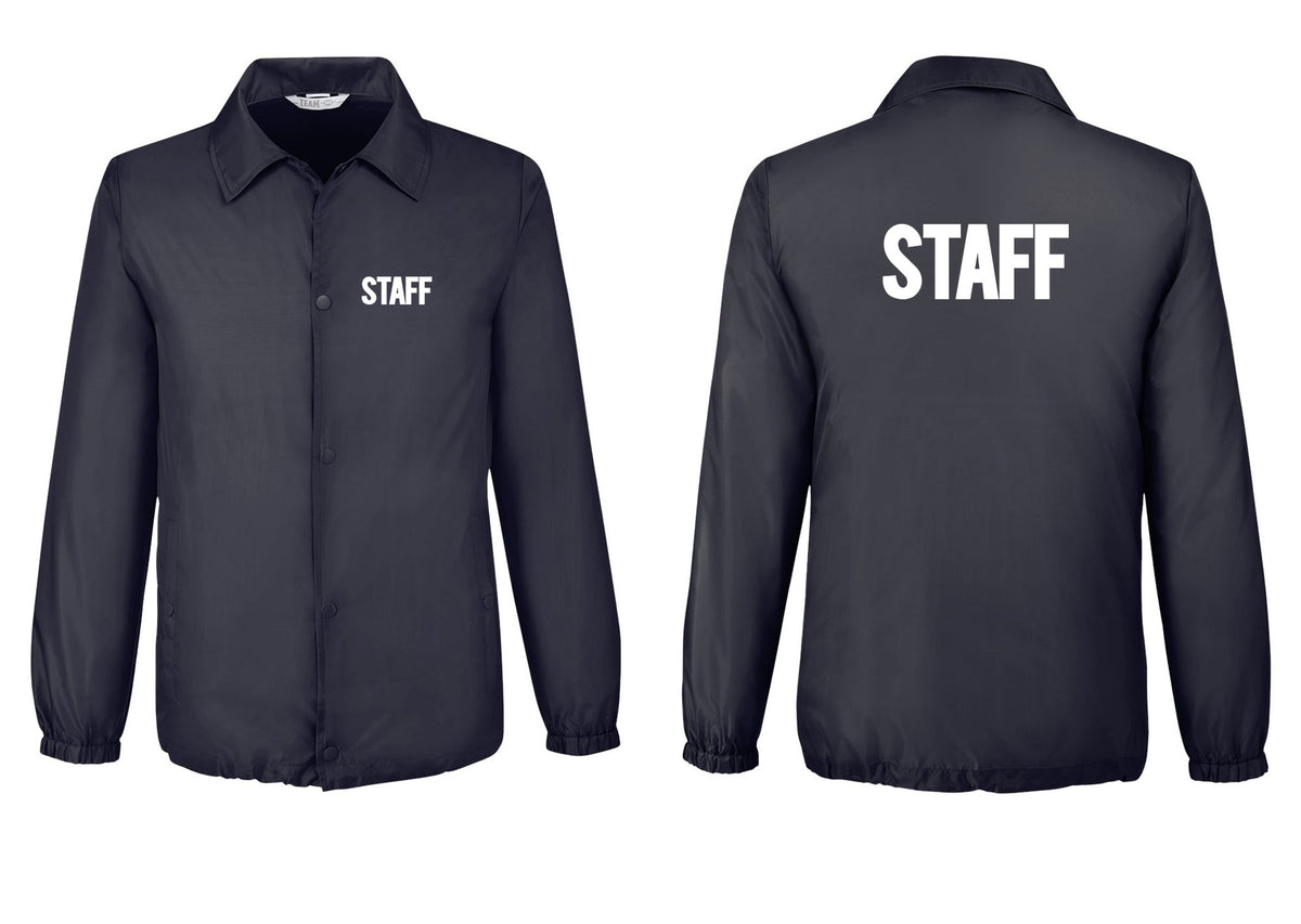 NYC Factory Staff Snap-Front Coaches Jacket (Bold) - Chest + Back - Black