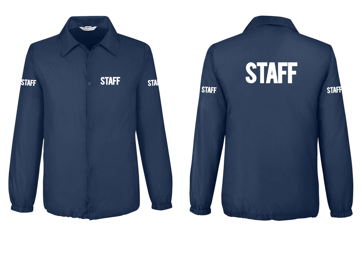 NYC Factory Staff Snap-Front Coaches Jacket (Bold) - Chest + Back + Staff Sleeves - Sport Dark Navy