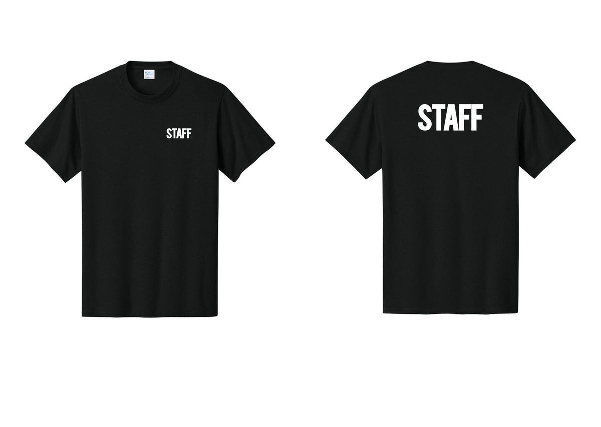NYC Factory Staff T-Shirt, Bold Lettering - Chest + Back - Black