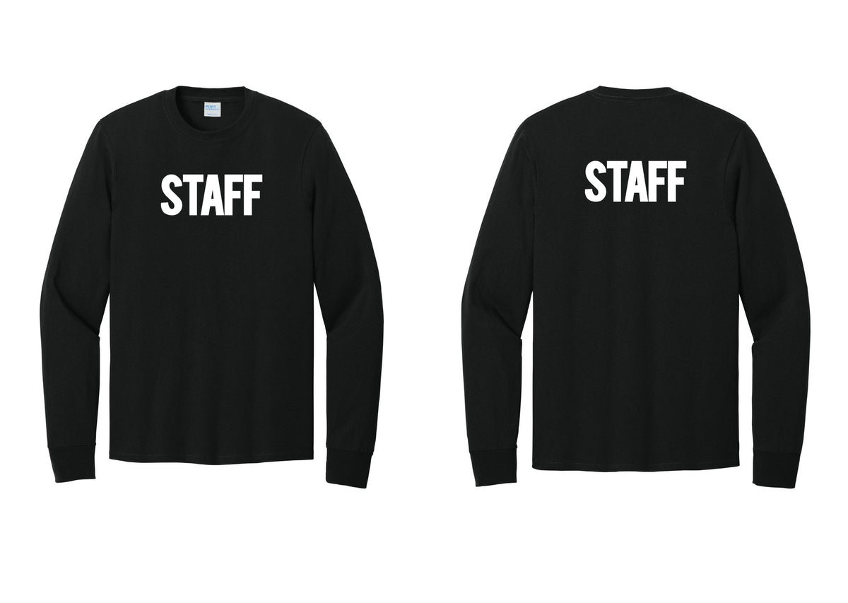 NYC Factory Staff Cotton Long Sleeve T-Shirt (Bold) - Front + Back - Black