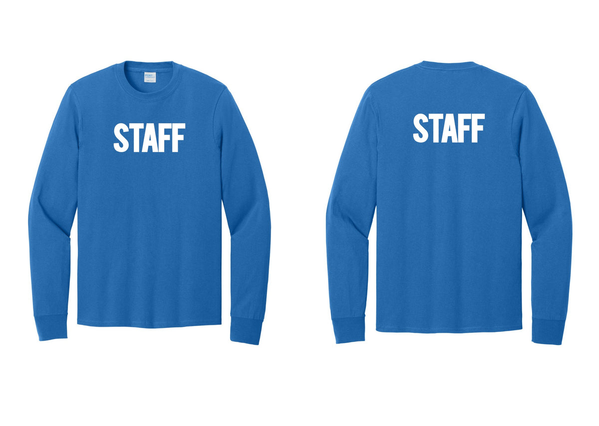 NYC Factory Staff Cotton Long Sleeve T-Shirt (Bold) - Front + Back - Royal