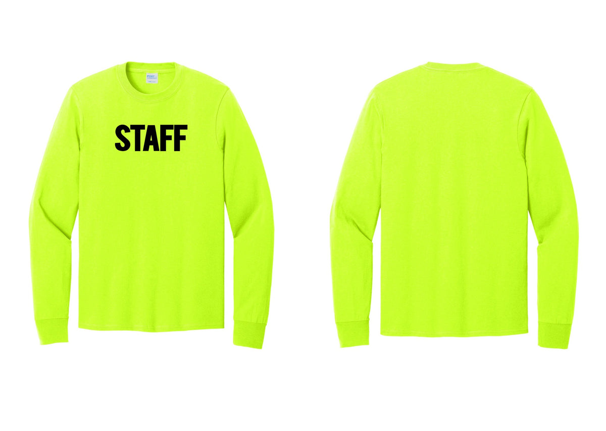 NYC Factory Staff Cotton Long Sleeve T-Shirt (Bold) - Front Only - Safety Green