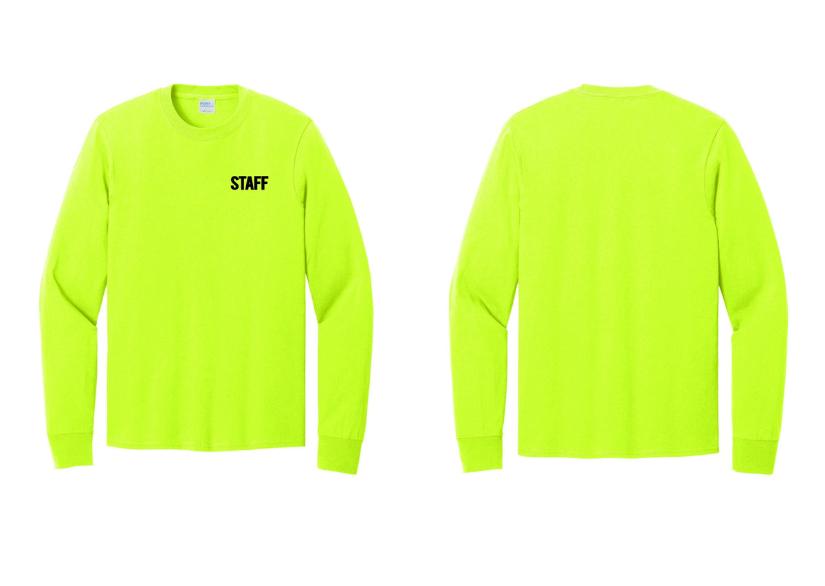 NYC Factory Staff Cotton Long Sleeve T-Shirt (Bold) - Chest Only - Safety Green