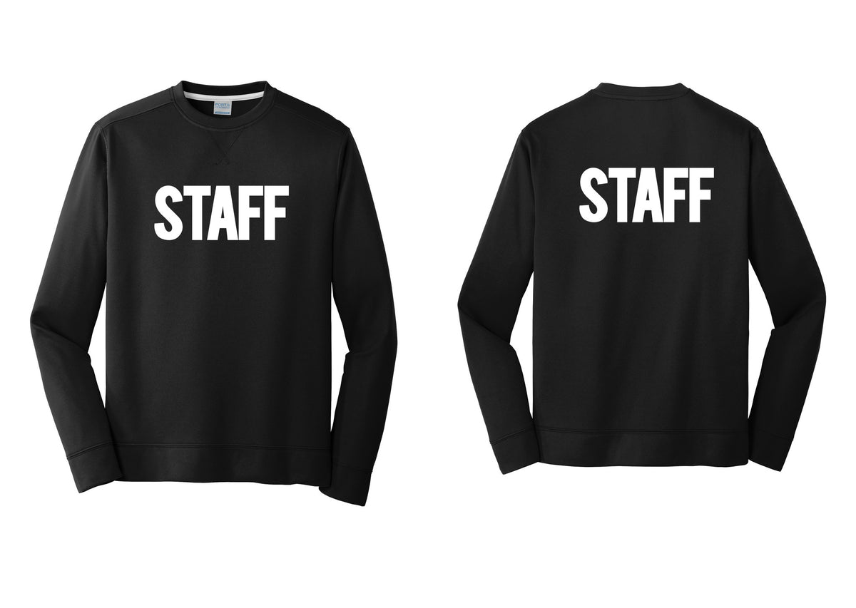 NYC Factory Staff Performance Fleece Crewneck Sweatshirt (Bold) - Front + Back - Black