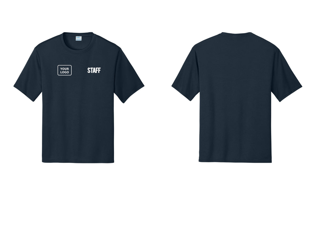 NYC Factory Custom Logo Staff Performance T-Shirt (Bold) - STAFF + Your Logo - Navy