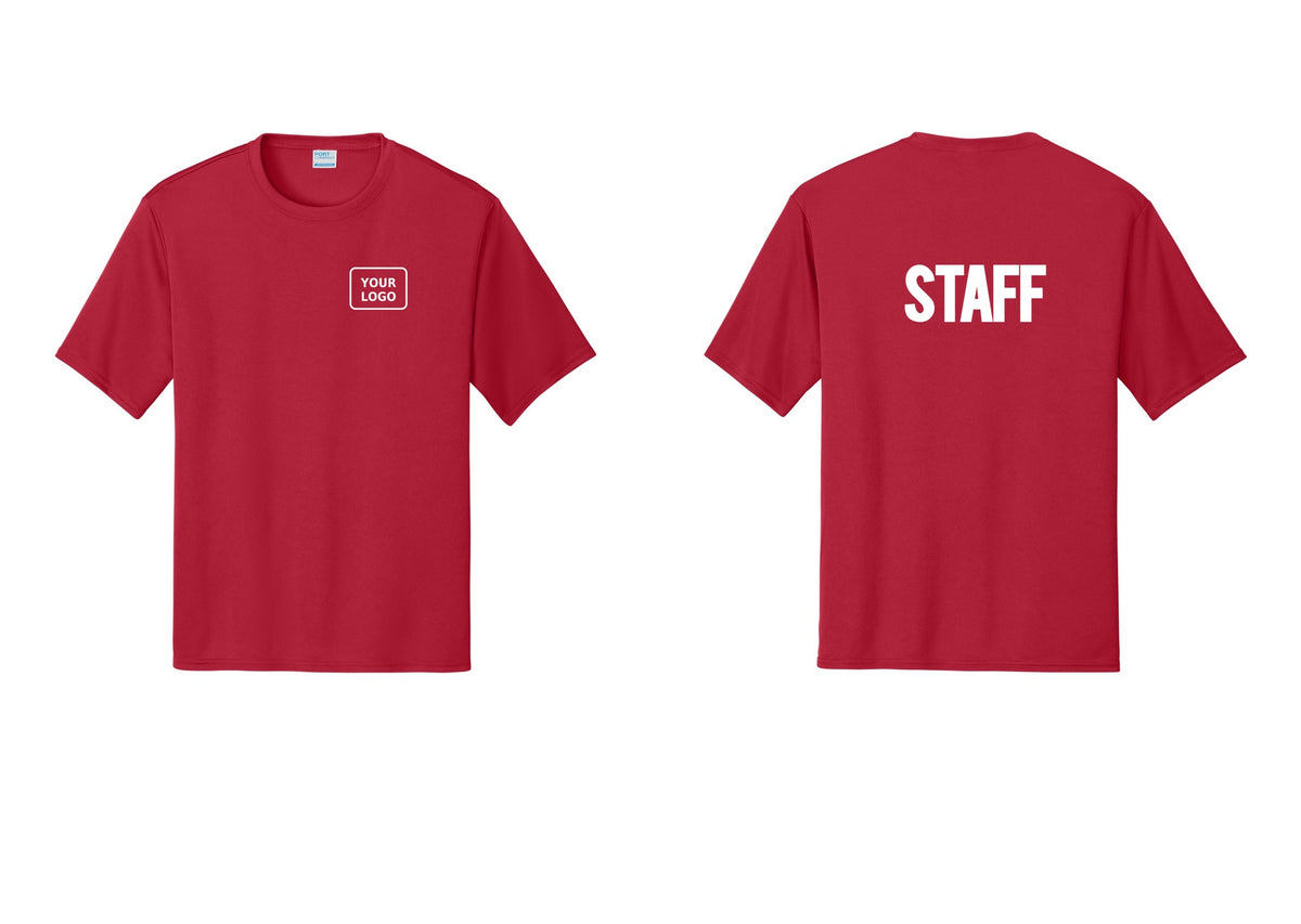 NYC Factory Custom Logo Staff Performance T-Shirt (Bold) - Your Logo + Back - Red