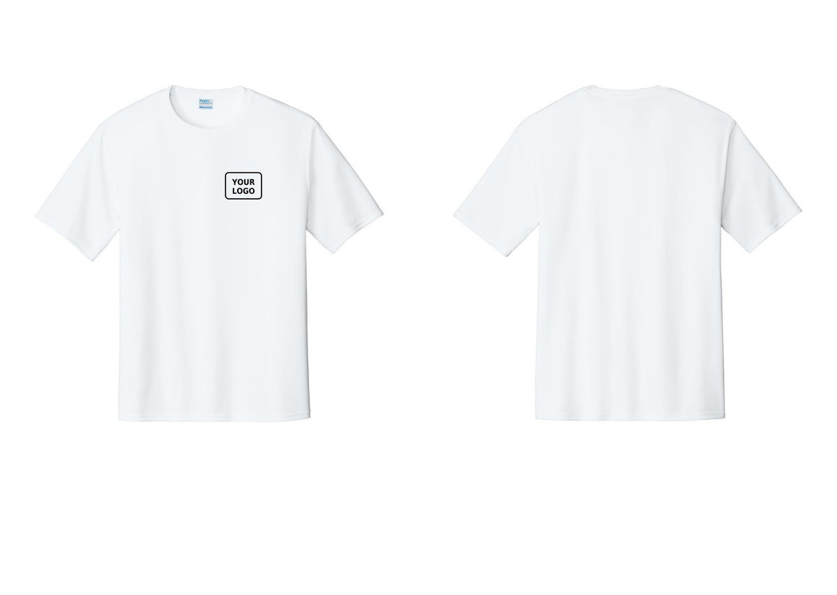 NYC Factory Custom Logo Staff Performance T-Shirt (Bold) - Your Logo Only - White