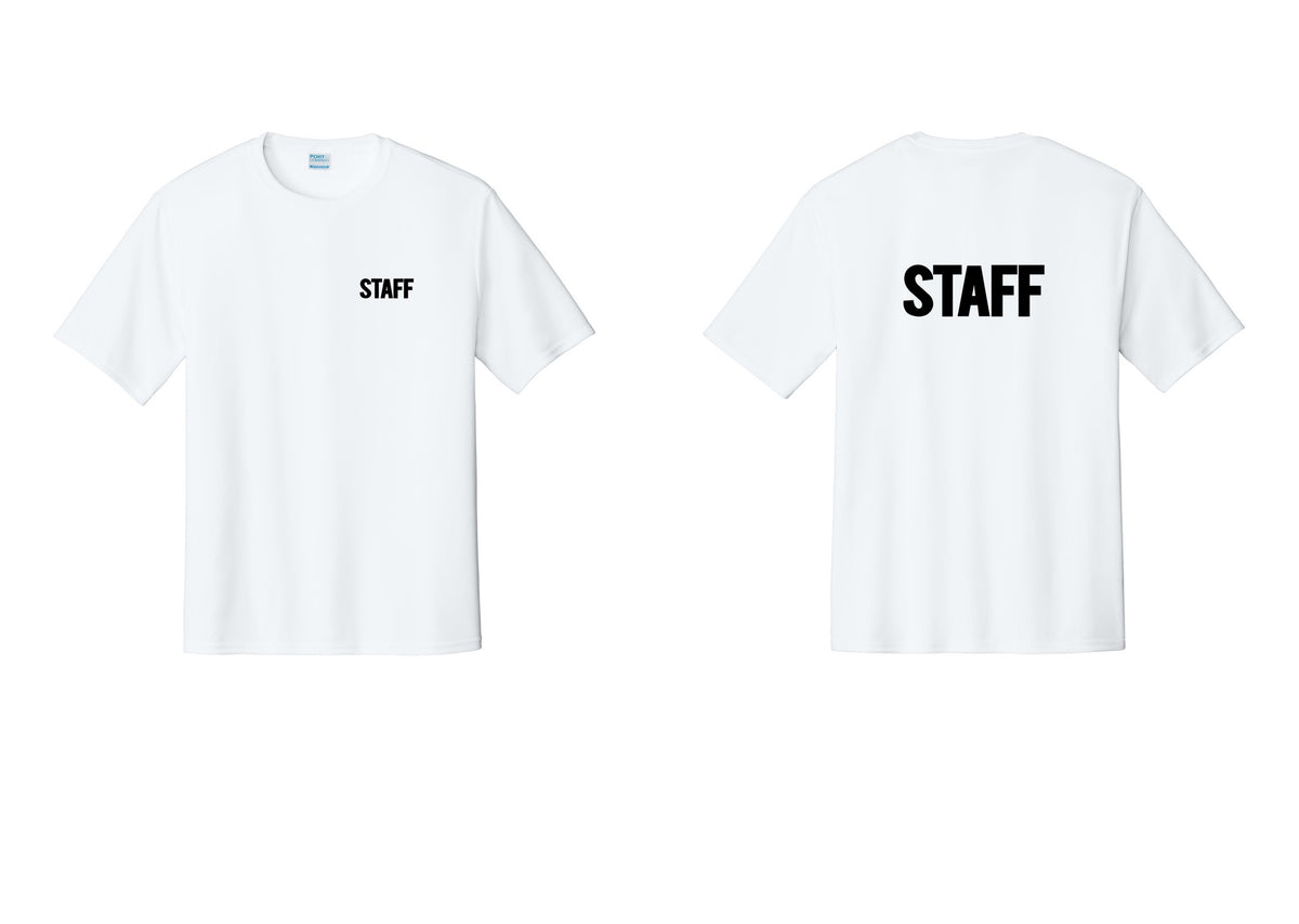 NYC Factory Staff Performance T-Shirt (Bold) - Chest + Back - White
