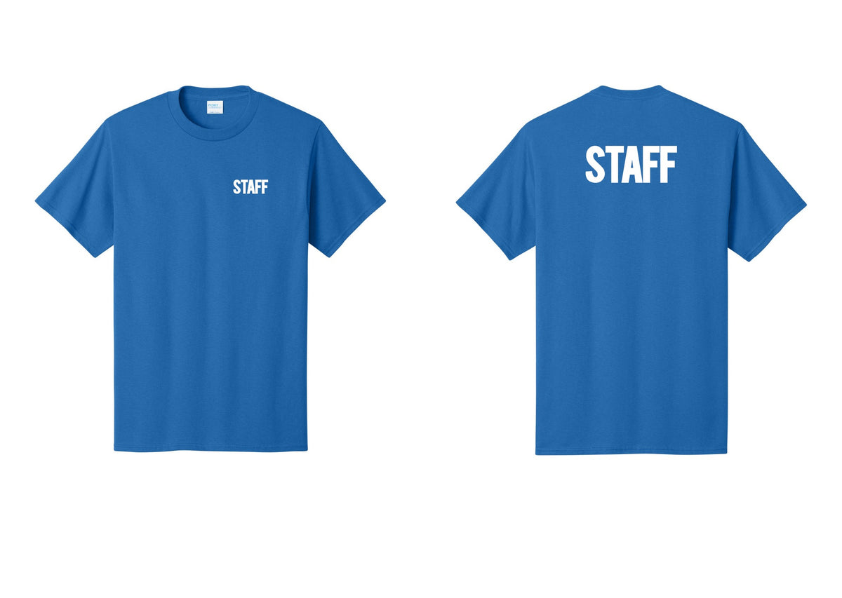 NYC Factory Staff T-Shirt, Bold Lettering - Chest + Back - Royal