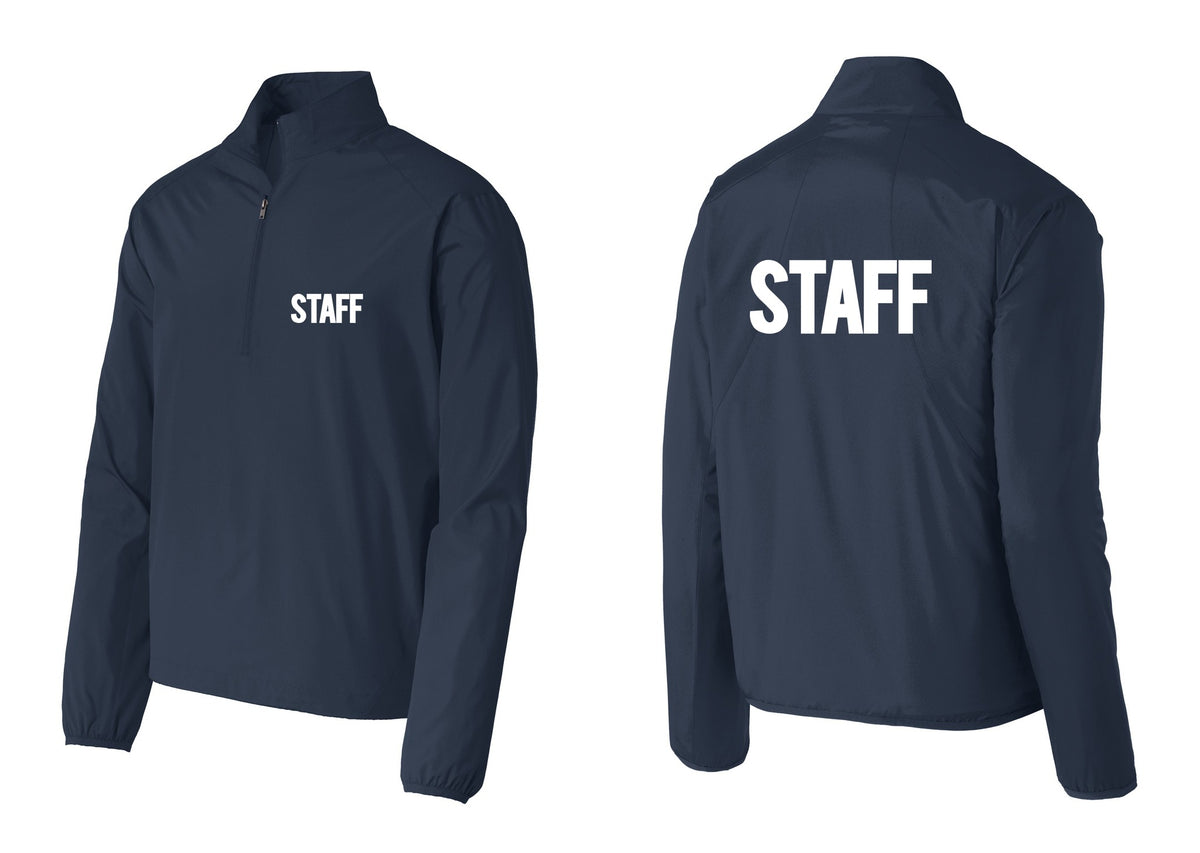 NYC Factory Staff Windbreaker 1/2-Zip Pullover (Bold) - Chest + Back - Dress Blue Navy