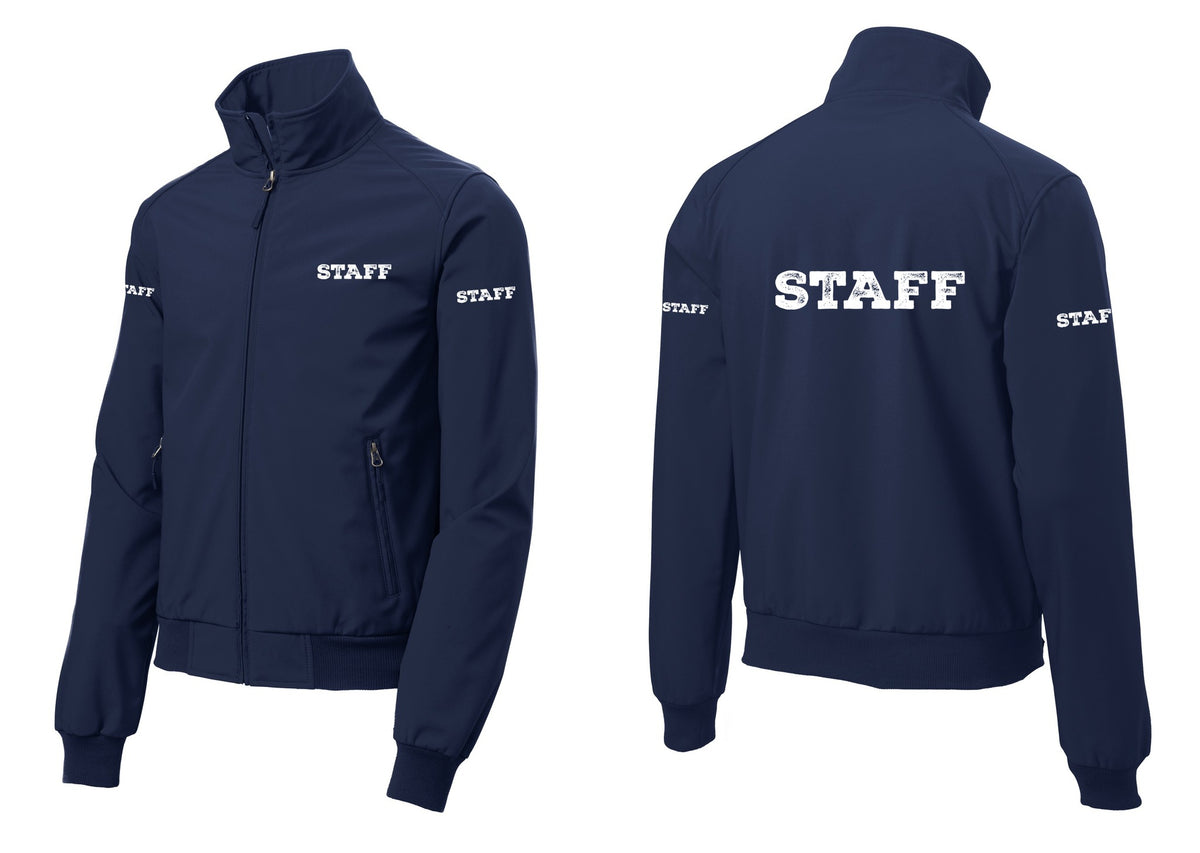 NYC Factory Staff Soft Shell Bomber Jacket (Rustic) - Chest + Back + Staff Sleeves - Dress Blue Navy