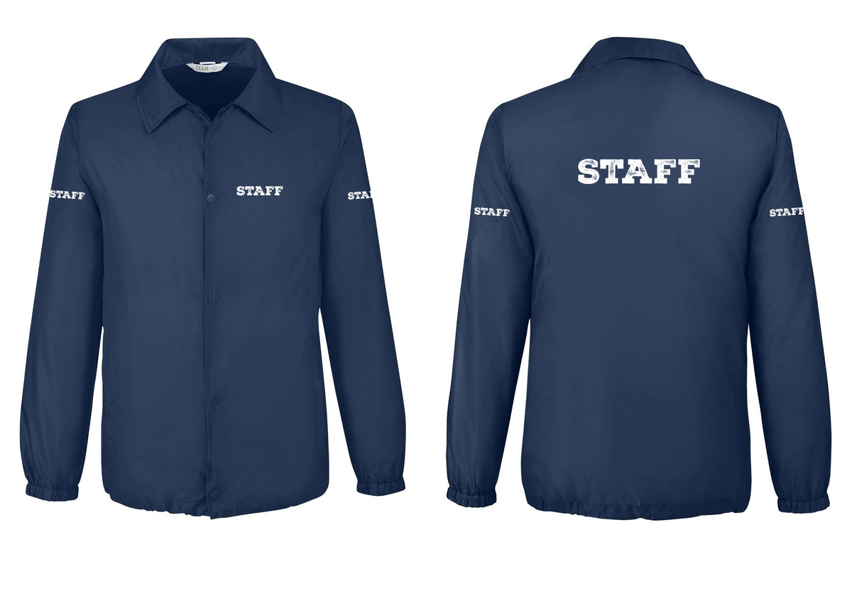 NYC Factory Staff Snap-Front Coaches Jacket (Rustic) - Chest + Back + Staff Sleeves - Sport Dark Navy