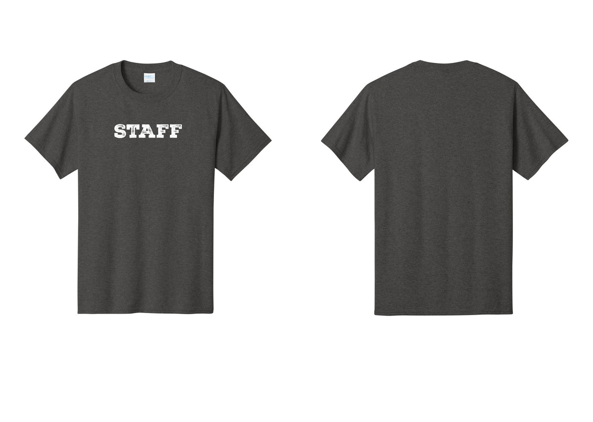 NYC Factory Staff T-Shirt, Rustic Lettering - Front Only - Dark Heather Grey