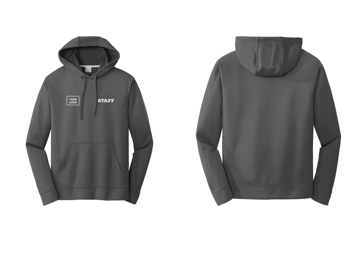 NYC Factory Custom Logo Staff Performance Hooded Fleece Pullover Sweatshirt (Rustic) - STAFF + Your Logo - Charcoal
