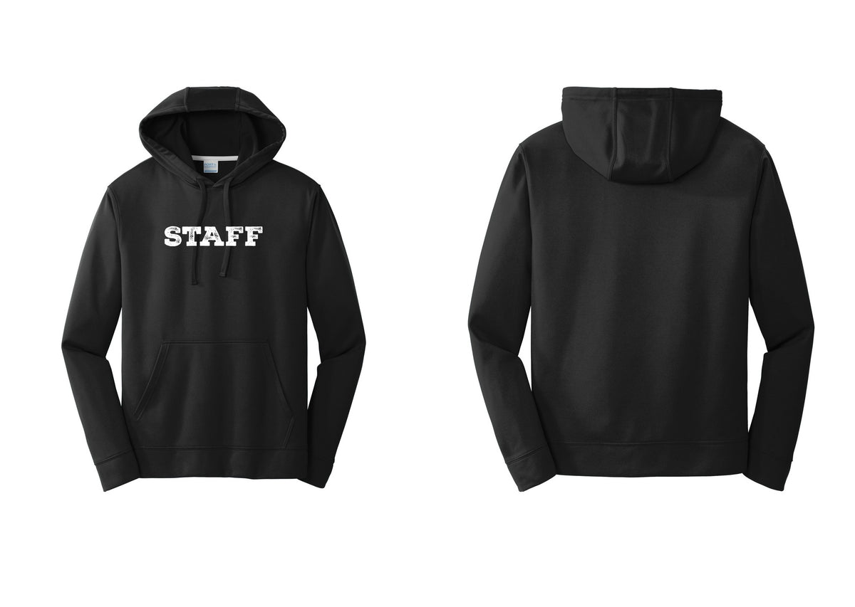 NYC Factory Staff Performance Hooded Fleece Pullover Sweatshirt (Rustic) - Front Only - Black