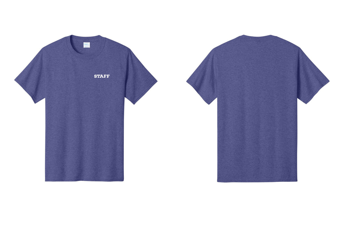 NYC Factory Staff T-Shirt, Rustic Lettering - Chest Only - Heather Purple