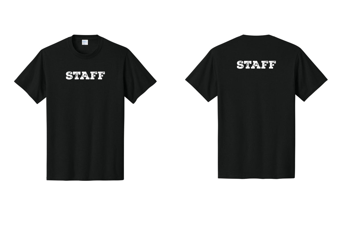 NYC Factory Staff T-Shirt, Rustic Lettering - Front + Back - Black