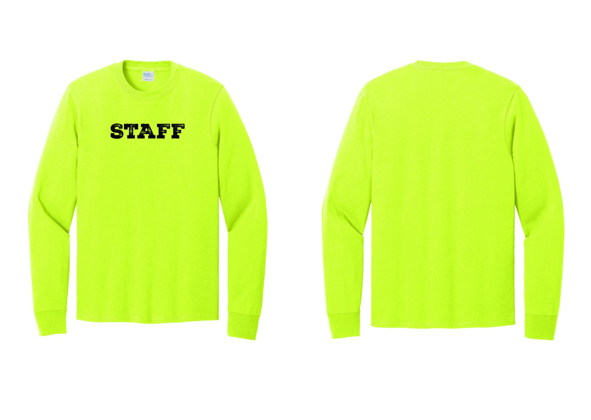 NYC Factory Staff Cotton Long Sleeve T-Shirt (Rustic) - Front Only - Safety Green