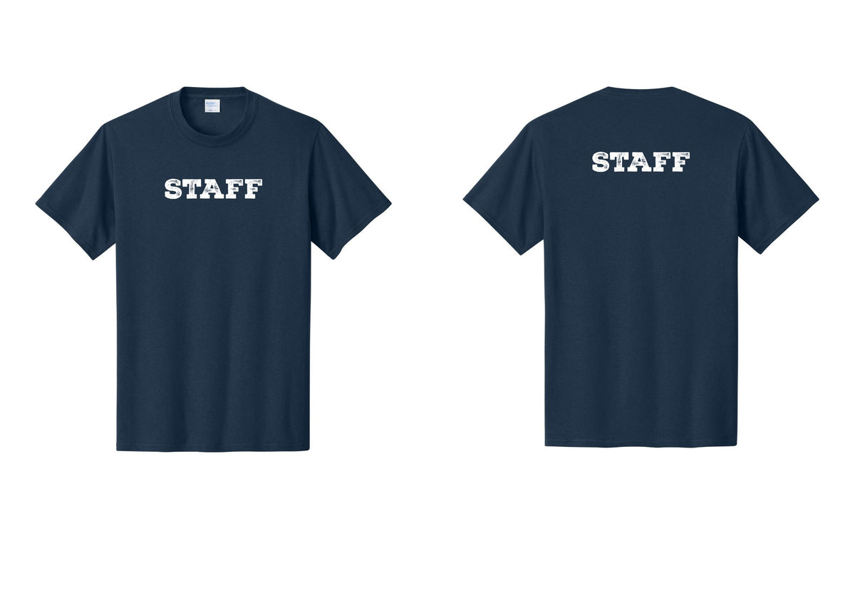 NYC Factory Staff T-Shirt, Rustic Lettering - Front + Back - Navy