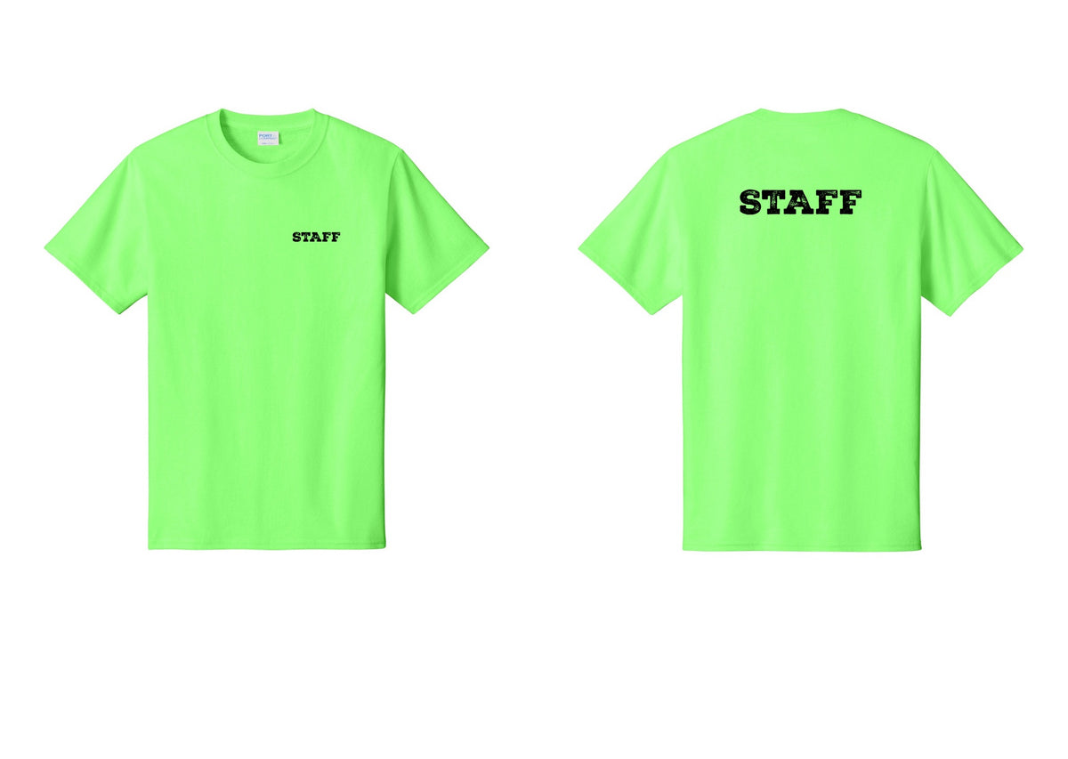 NYC Factory Staff T-Shirt, Rustic Lettering - Chest + Back - Neon Green
