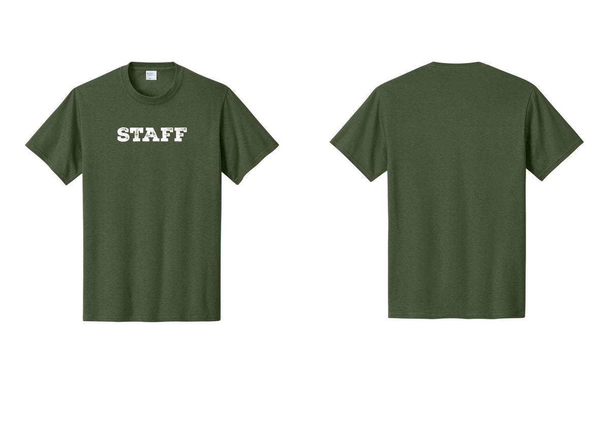 NYC Factory Staff T-Shirt, Rustic Lettering - Front Only - Olive