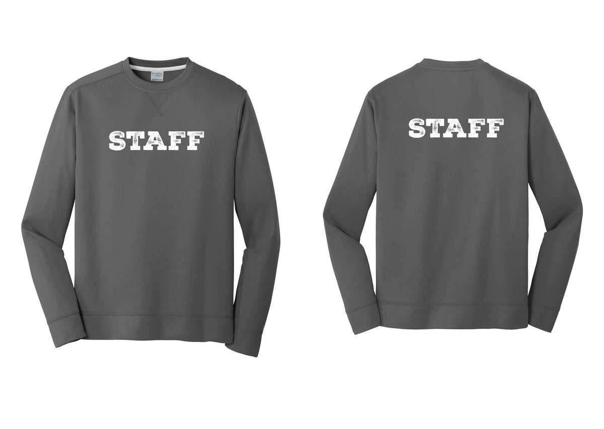 NYC Factory Staff Performance Fleece Crewneck Sweatshirt (Rustic) - Front + Back - Charcoal