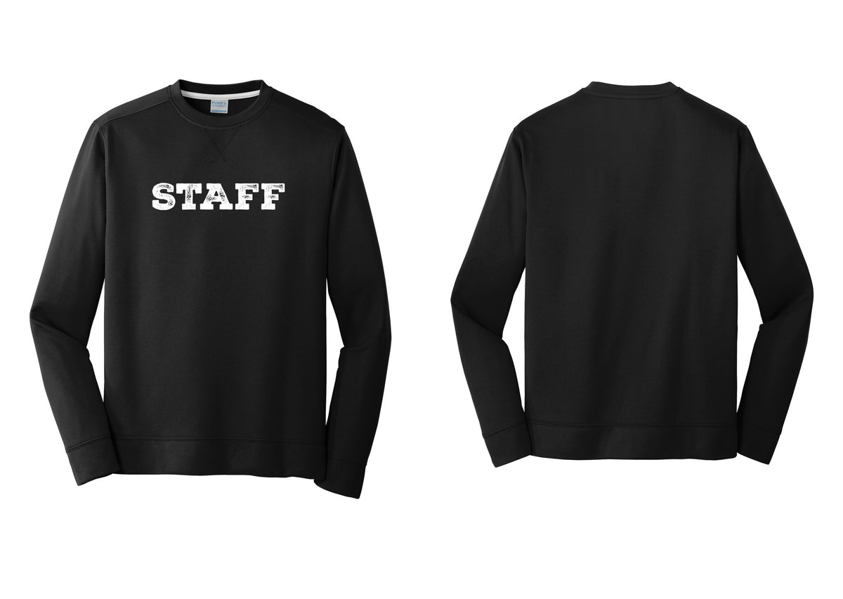 NYC Factory Staff Performance Fleece Crewneck Sweatshirt (Rustic) - Front Only - Black