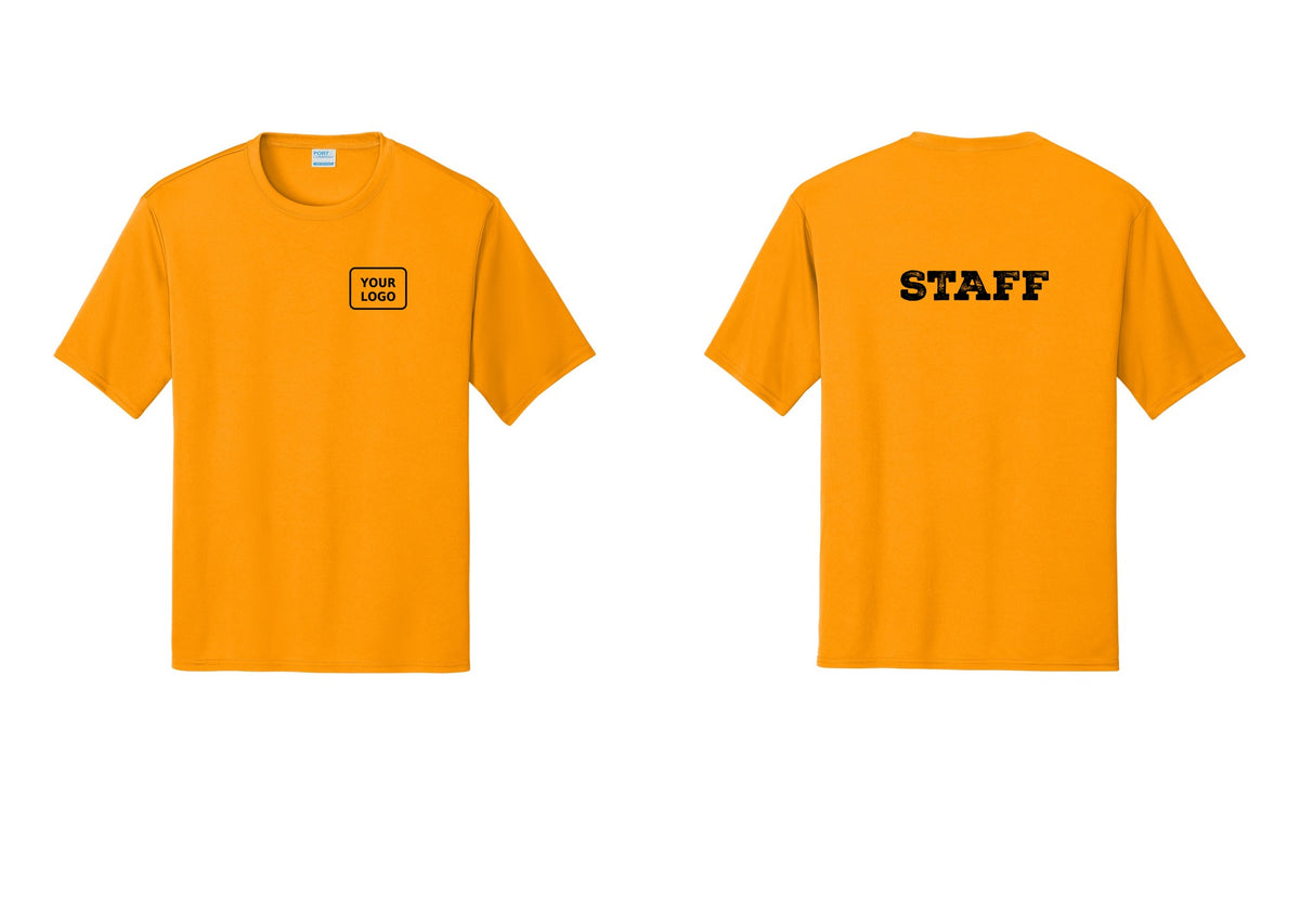 NYC Factory Custom Logo Staff Performance T-Shirt (Rustic) - Your Logo + Back - Gold