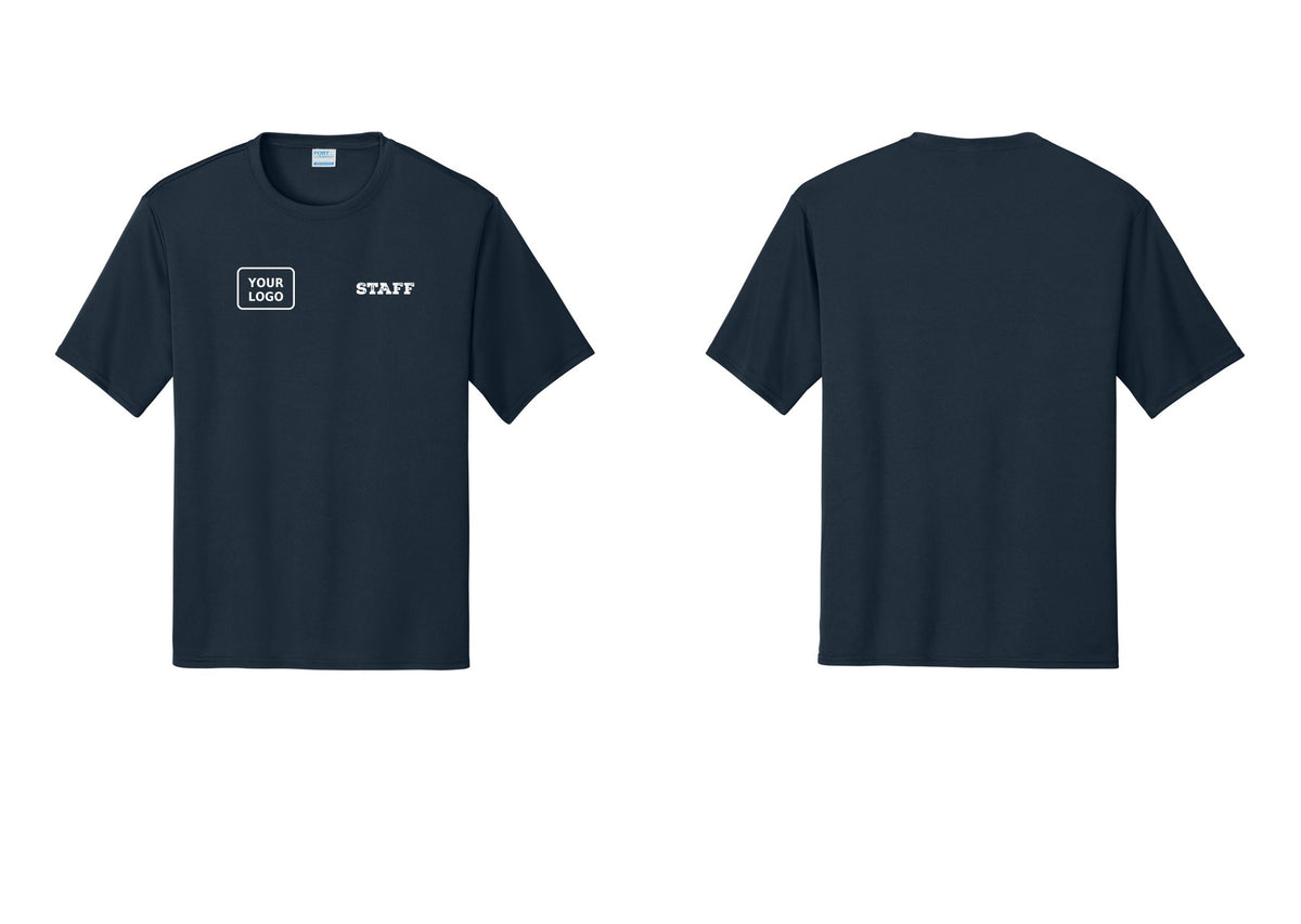 NYC Factory Custom Logo Staff Performance T-Shirt (Rustic) - STAFF + Your Logo - Navy