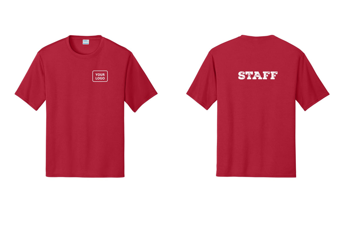 NYC Factory Custom Logo Staff Performance T-Shirt (Rustic) - Your Logo + Back - Red