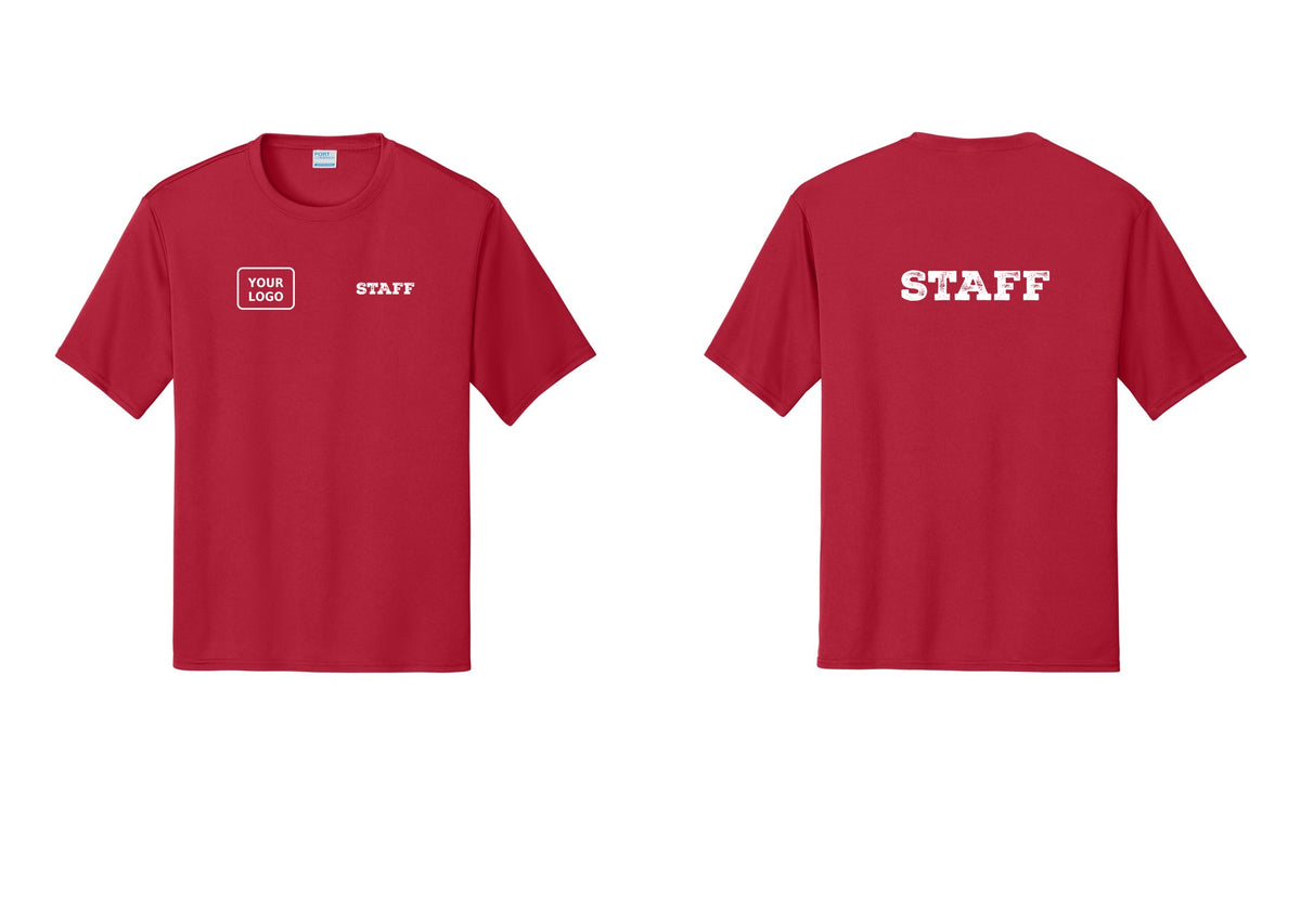 NYC Factory Custom Logo Staff Performance T-Shirt (Rustic) - STAFF + Your Logo + Back - Red